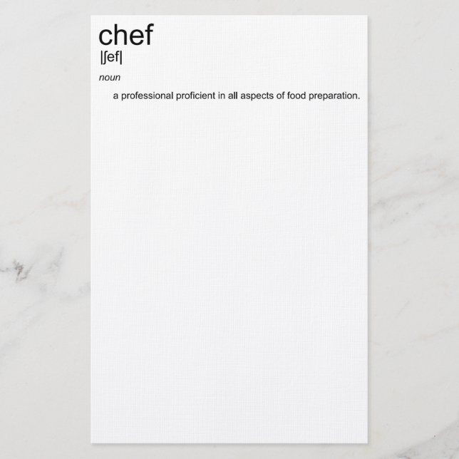 Original text design CHEF definition dictionary Stationery (Front)