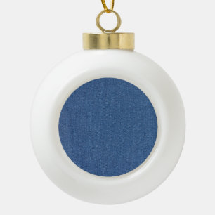 Original textile fabric blue fashion jean denim ceramic ball christmas ornament