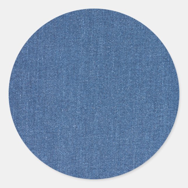 Original textile fabric blue fashion jean denim classic round sticker (Front)