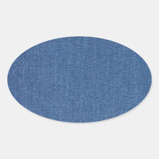 Original textile fabric blue fashion jeans pattern oval sticker (Front)
