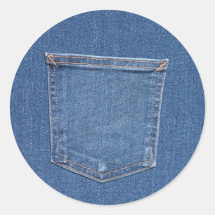 Original textile fabric blue fashion jeans pocket classic round sticker