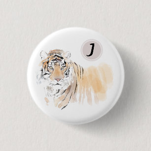 Original Tiger Watercolor Chinese Zodiac Birthday 3 Cm Round Badge