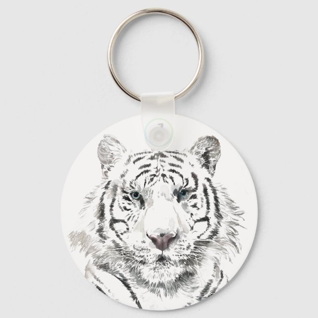 Original Tiger Watercolor Chinese Zodiac Birthday Key Ring (Front)