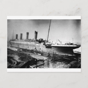 original titanic picture under construction postcard