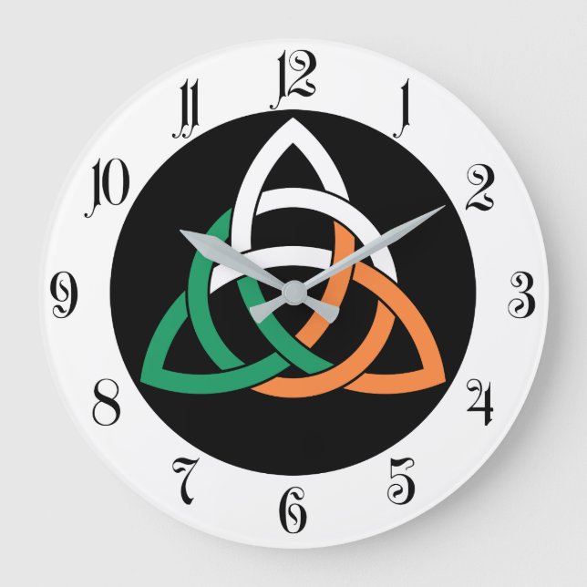 Original Triquetra circle celtic knot Ireland Flag Large Clock (Front)