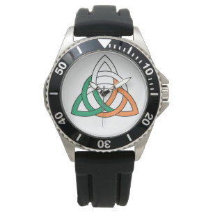 Original Triquetra circle celtic knot Ireland Flag Watch
