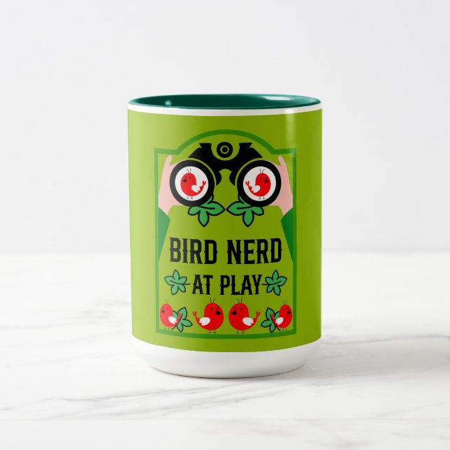 Original Unique Birdwatcher Two-Tone Coffee Mug (Center)