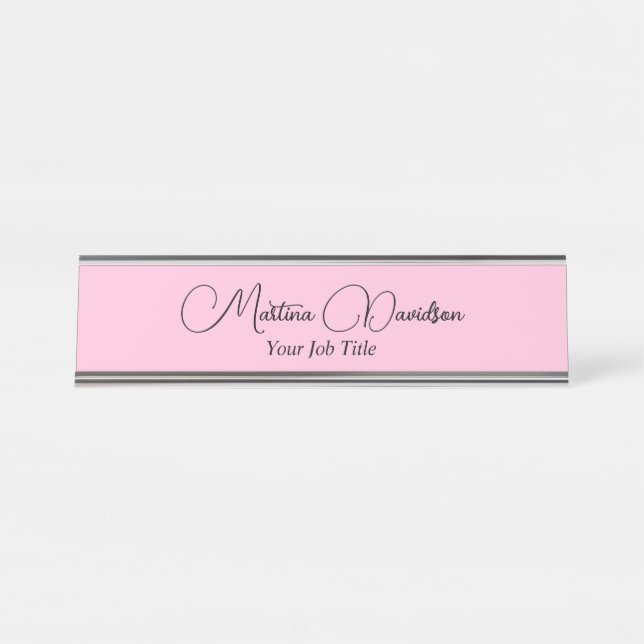 Original Unique Pink Creative Handwriting Desk Name Plate (Front)