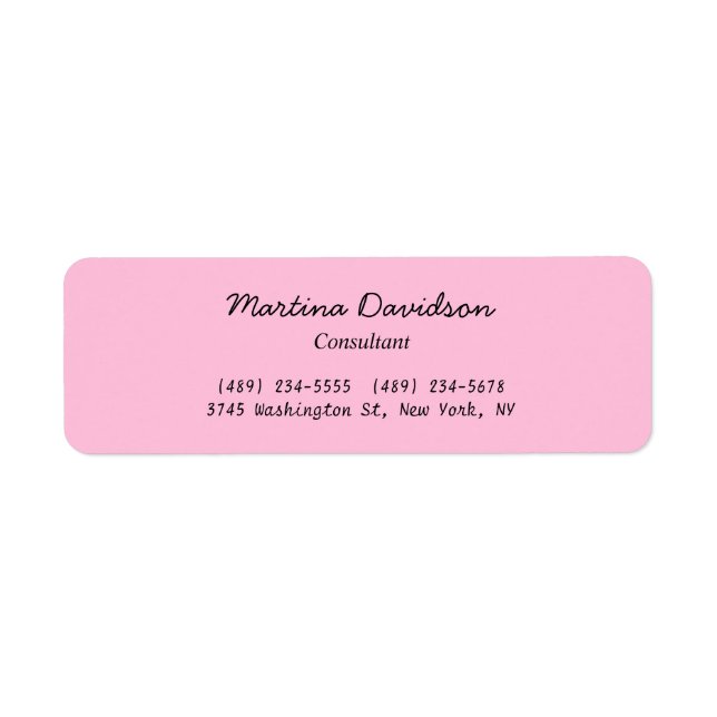 Original Unique Pink Creative Handwriting Return Address Label (Front)