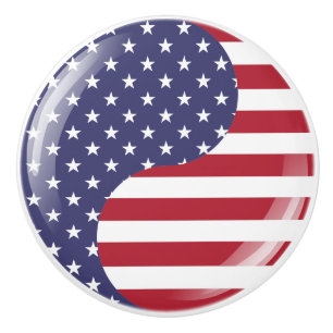 Original USA patriotic Ying Yang Symbol Ceramic Knob