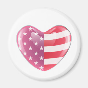 Original USA symbol American flag on a heart shape Magnet