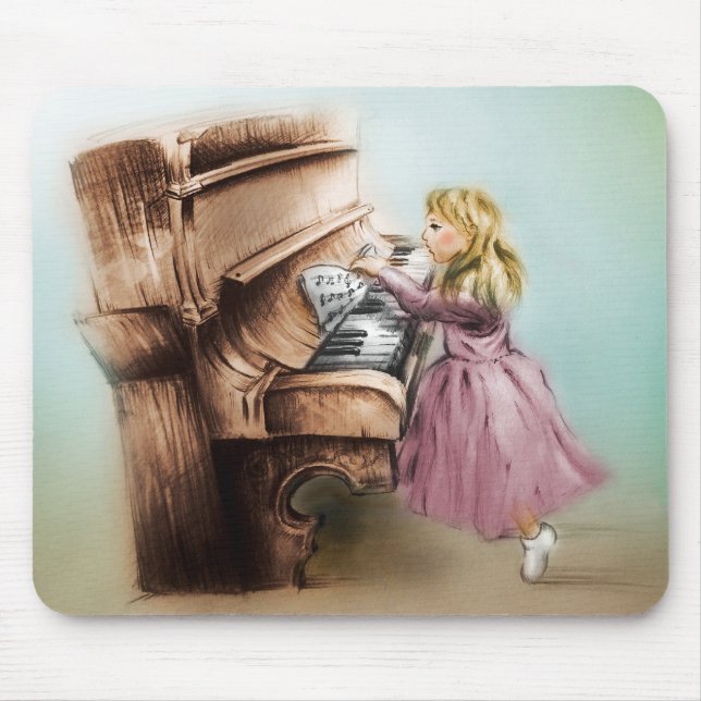 Original vintage art mousepad - Piano Girl (Front)