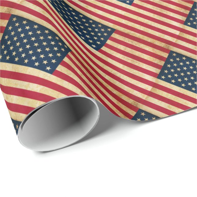 Original Vintage Patriotic American Flag Wrapping Paper (Roll Corner)