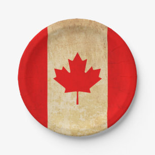 Original Vintage Patriotic National Flag of CANADA Paper Plate