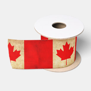 Original Vintage Patriotic National Flag of CANADA Satin Ribbon