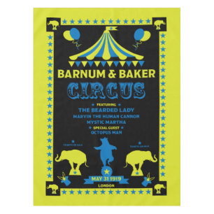 Original Vintages Inspired Circus Art Tablecloth