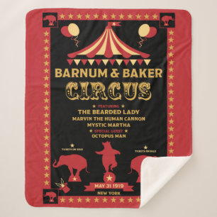 Original Vintages Inspired Circus T-Shirt Sherpa Blanket