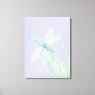 Original watercolor Blue Green Dragonfly Canvas Print