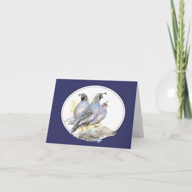 Original Watercolor California Quail Bird Card (Front)