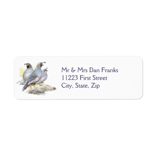 Original Watercolor California Quail Bird Return Address Label