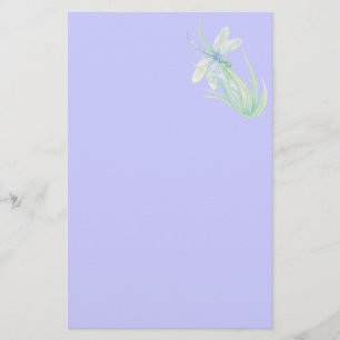 Original Watercolor Dragonfly in Blue and Green Stationery