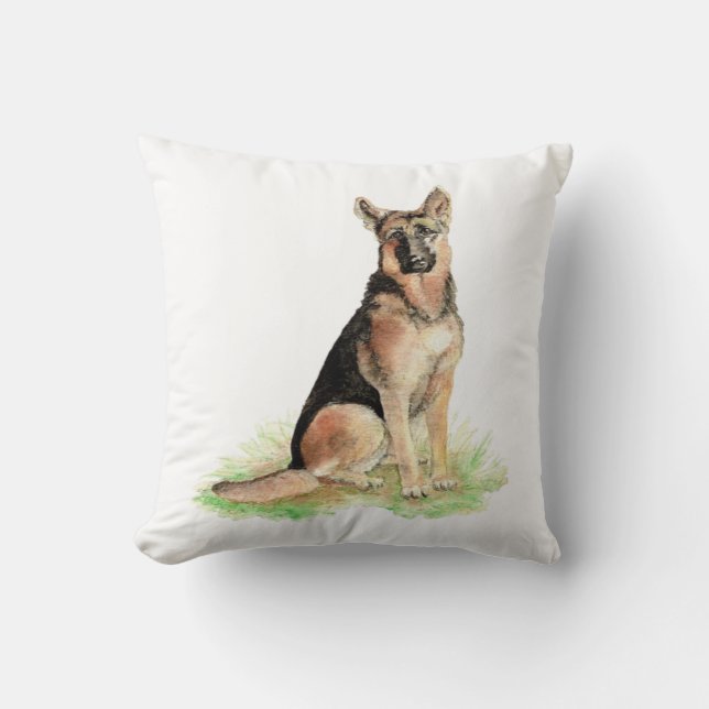 Original Watercolor German Shepherd Dog Pet Cushion (Front)