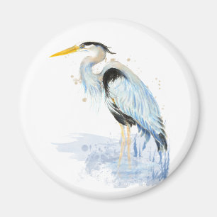 Original watercolor Great Blue Heron Bird Magnet