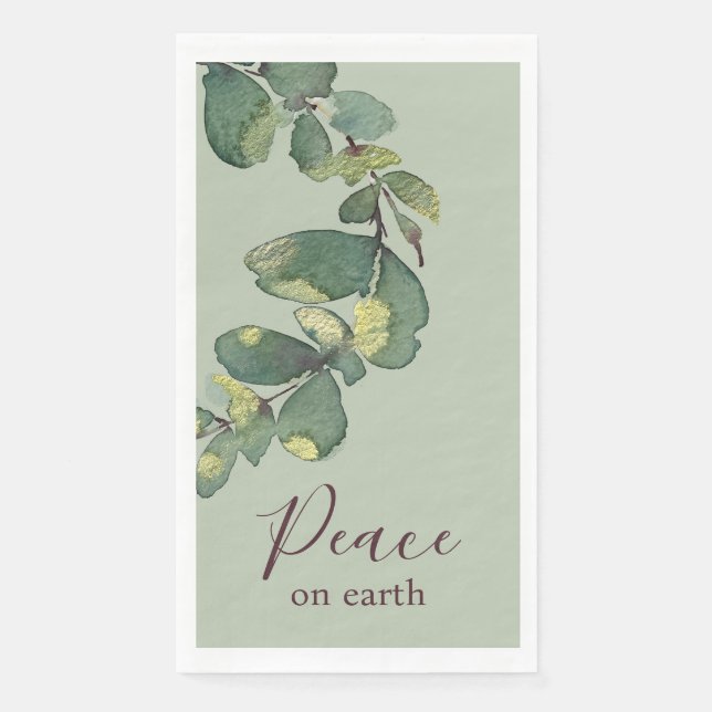 Original Watercolor Greenery Custom Christmas Napkin (Front)
