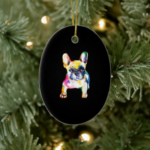 Original Watercolor Hand French Bulldog Gift Ceramic Ornament