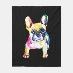 Original Watercolor Hand French Bulldog Gift Fleece Blanket