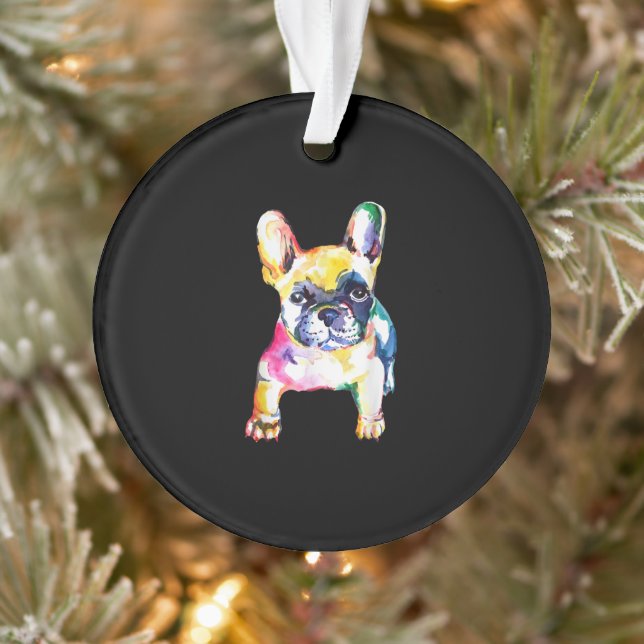 Original Watercolor Hand French Bulldog Gift Ornament (Tree)