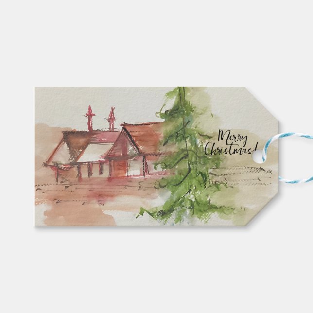 Original watercolor sketch  gift tags (Front (Horizontal))