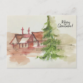 Original watercolor sketch  postcard