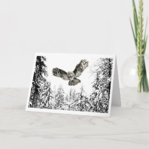 Original Watercolor Striking or Hunting Owl Bird Card