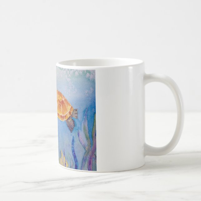 Original watercolor turtle on mug (Right)