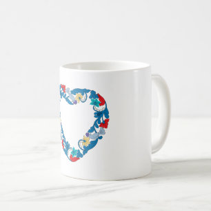 Original Wedding love birds in the flowers heart Coffee Mug