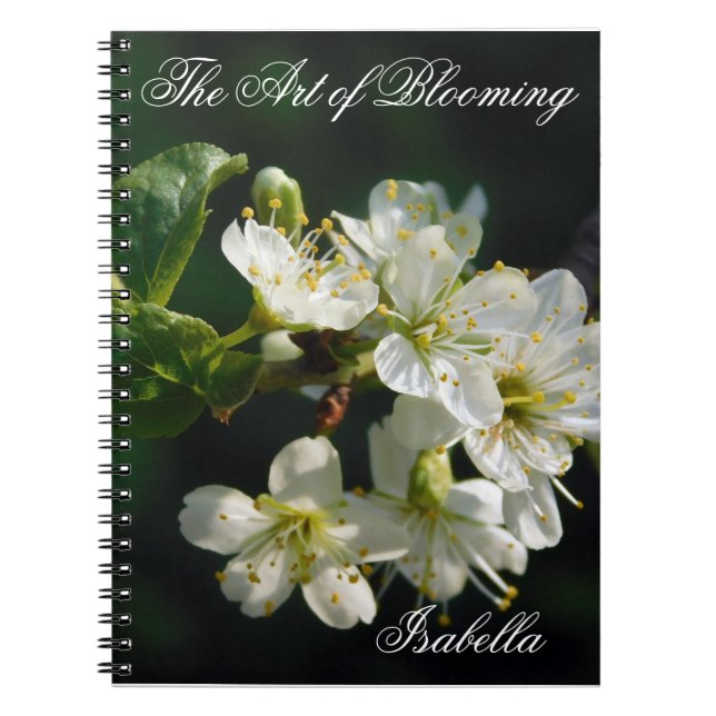 Original White Plum Blossom Art Spiral Notebook (Front)