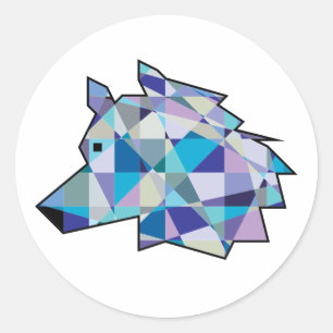 Original Wolf Head graphic art Profile Wolf face Classic Round Sticker