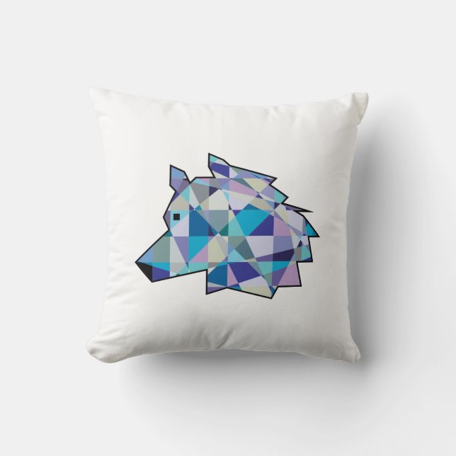 Original Wolf Head graphic art | Profile Wolf face Cushion (Front)