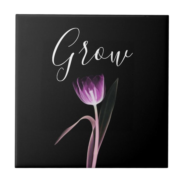 Original X-Ray Style Flower Art Ceramic Tile (Front)