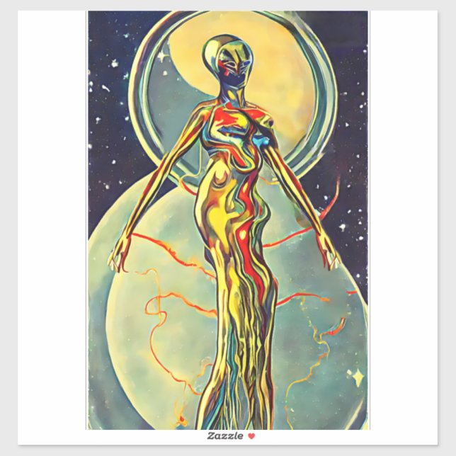 Orignal art Liquid Metal Alien woman Abstract  (Sheet)