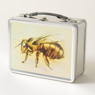 Orignal vintage art metal lunch box - Bee
