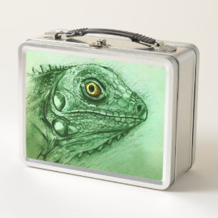 Orignal vintage art metal lunch box - Iguana