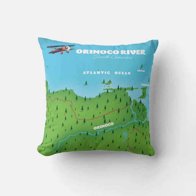 Orinoco River South American Map Cushion (Front)