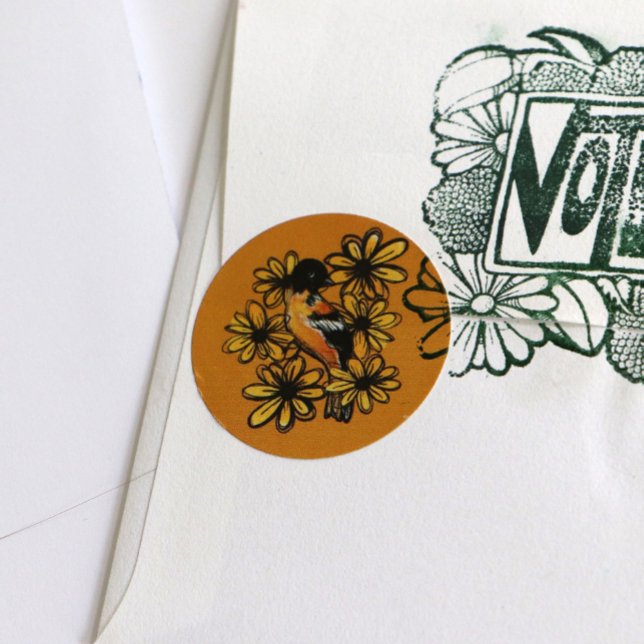 Oriole Art cute bird watchers designs Floral Birds Classic Round Sticker (Creator Uploaded)