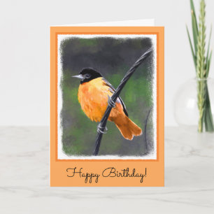 Oriole Painting - Original Bird Art Card