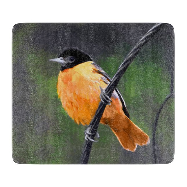 Oriole Painting - Original Bird Art Cutting Board (Front)