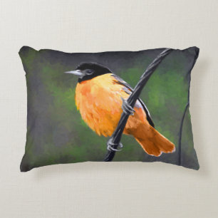 Oriole Painting - Original Bird Art Decorative Cushion