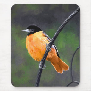 Oriole Painting - Original Bird Art Mouse Pad