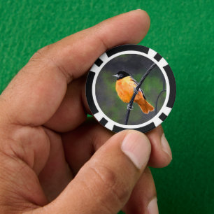 Oriole Painting - Original Bird Art Poker Chips